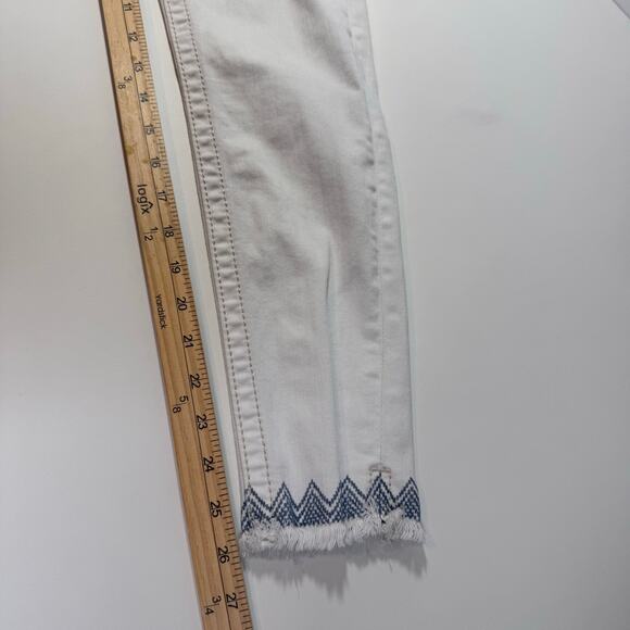 MISS ME Mid Rise Ankle Skinny Jeans White Raw Hem Boho Western size 26 - Picture 6 of 9
